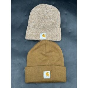 Carhartt Kids Tan and Brown Beanie Set